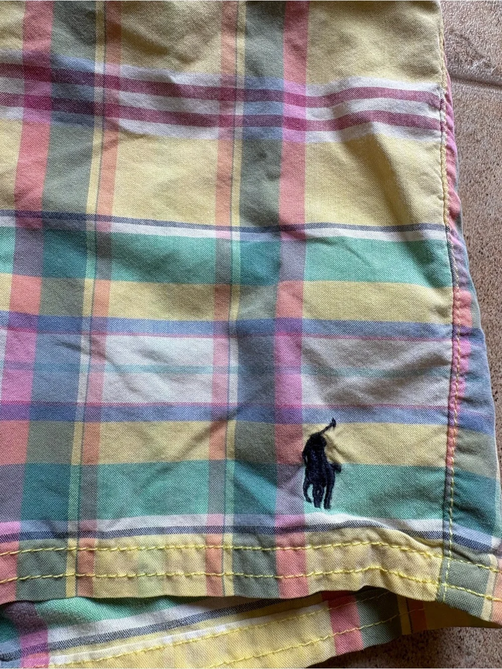 Polo Ralph Lauren Boys Yellow Plaid Swim Trunks Boys 6
